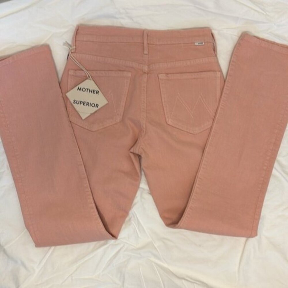 MOTHER The Insider Hover High Rise Straight Jeans in Peach Parfait Size 27 - Picture 2 of 13